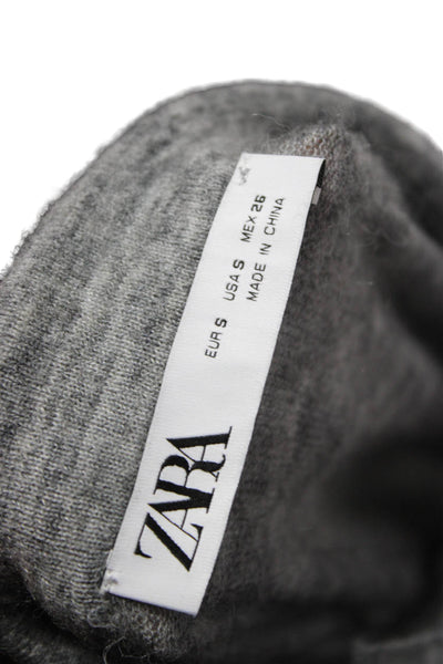 Zara Womens Collared Gray Pullover Sweater Long Sleeve Size S