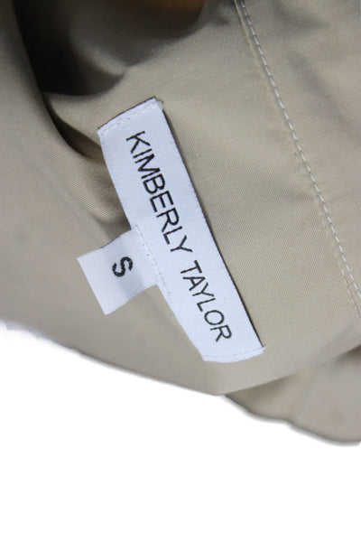 Kimberly Taylor Women Cropped Button-Up Beige Cotton-Blend Long Sleeve Size S