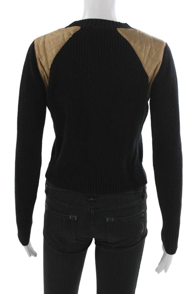 Central Park West Women Pullover Black Cotton Crew Neck Long Sleeve Size XS