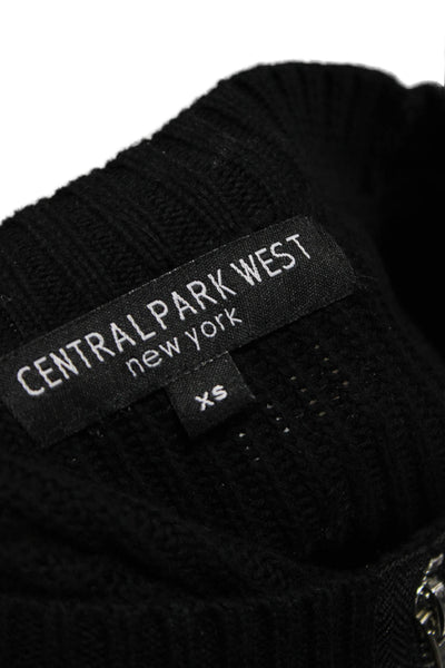 Central Park West Women Pullover Black Cotton Crew Neck Long Sleeve Size XS