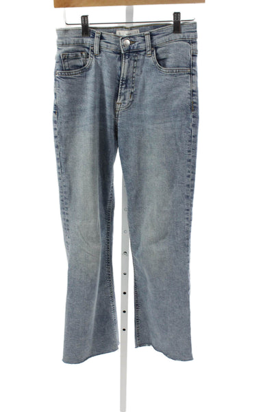 MNG Womens High Rise Straight Jeans Blue Cotton Blend Zip Size 4