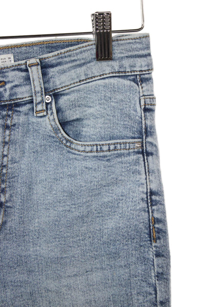 MNG Womens High Rise Straight Jeans Blue Cotton Blend Zip Size 4