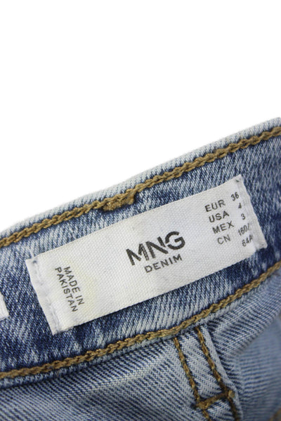 MNG Womens High Rise Straight Jeans Blue Cotton Blend Zip Size 4