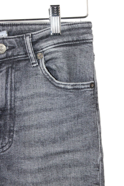 Zara Women Straight Jeans Gray High Rise Cotton Blend Size 6