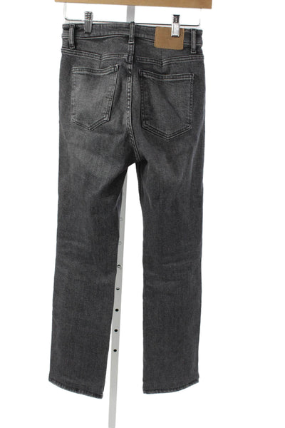 Zara Women Straight Jeans Gray High Rise Cotton Blend Size 6