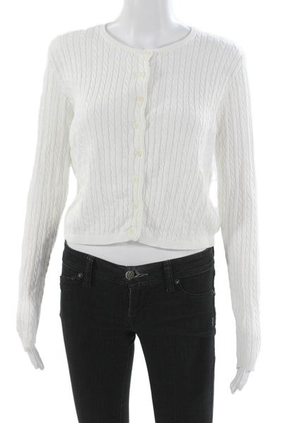 Brandy Melville Women Cardigan White Cotton Long Sleeve Size One Size