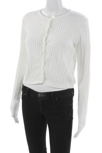 Brandy Melville Women Cardigan White Cotton Long Sleeve Size One Size