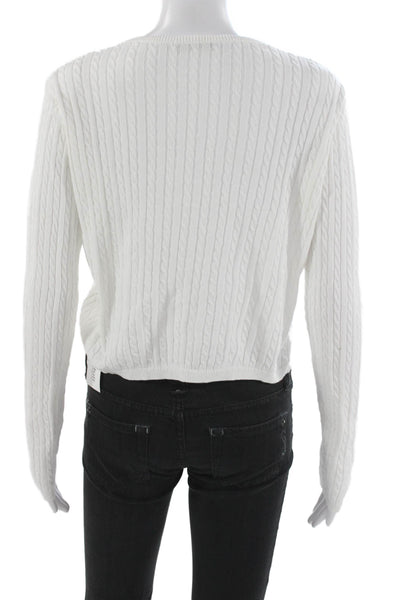 Brandy Melville Women Cardigan White Cotton Long Sleeve Size One Size