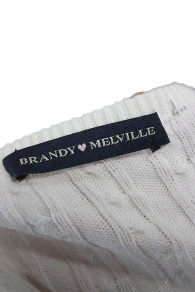 Brandy Melville Women Cardigan White Cotton Long Sleeve Size One Size