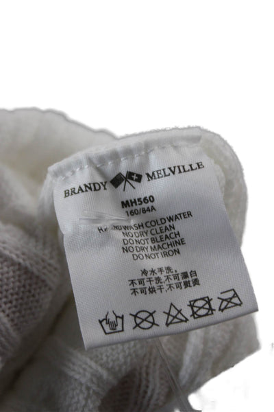 Brandy Melville Women Cardigan White Cotton Long Sleeve Size One Size
