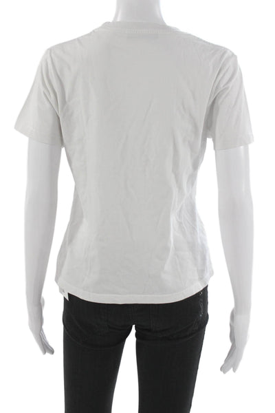 Madhappy Women Basic White Cotton Crew Neck Short Sleeve T-Shirt Size M