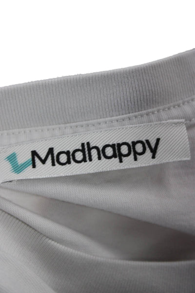 Madhappy Women Basic White Cotton Crew Neck Short Sleeve T-Shirt Size M