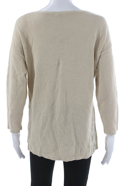 J. Mclaughlin Womens Tunic Sweater Beige BoatNeck 3/4 Sleeve LinenCotton Size S