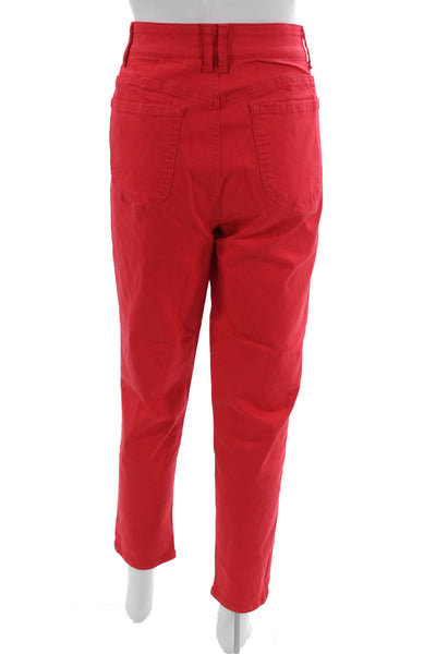 Draper James Womens Red Ankle Pants Button Closure Size 12