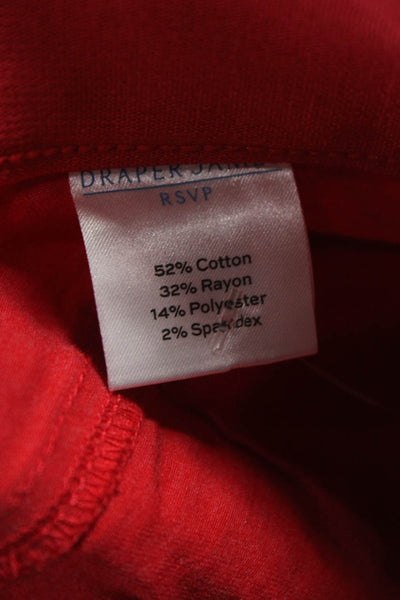 Draper James Womens Red Ankle Pants Button Closure Size 12