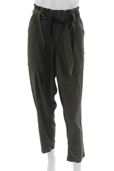 Athleta Women Ankle Pants Green Pull On Polyester Solid Size 14