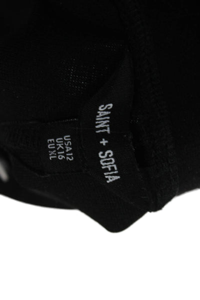 Saint + Sofia Womens Dress Pants Black Polyester Pull On Size 12