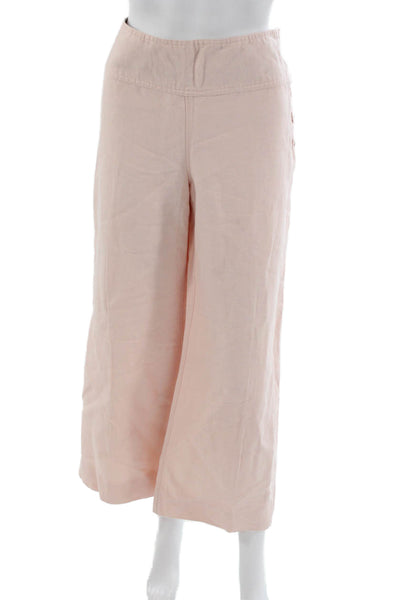Cartonnier Anthropologie Womens Pink Cropped Linen Cotton Pants Size 12