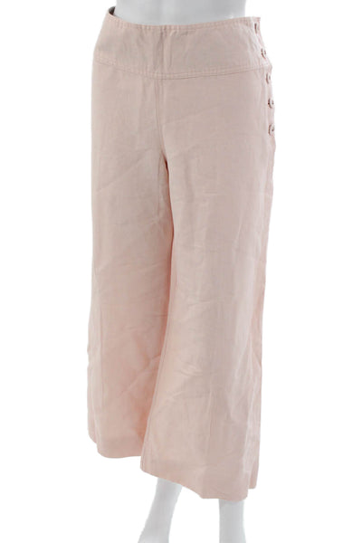 Cartonnier Anthropologie Womens Pink Cropped Linen Cotton Pants Size 12