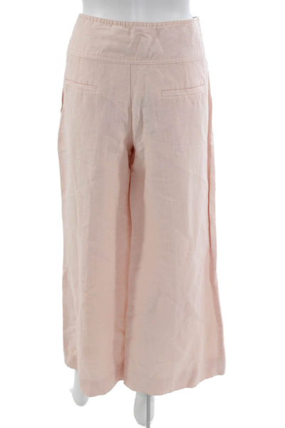 Cartonnier Anthropologie Womens Pink Cropped Linen Cotton Pants Size 12