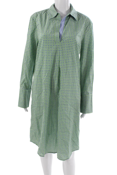J. Mclaughlin Women Shirt Dress Green Long Sleeve Midi Size L