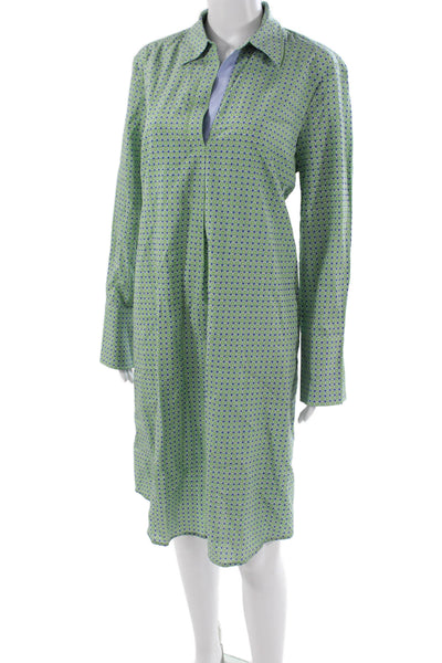 J. Mclaughlin Women Shirt Dress Green Long Sleeve Midi Size L