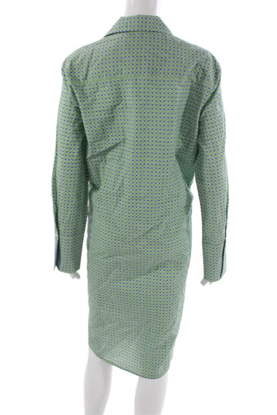 J. Mclaughlin Women Shirt Dress Green Long Sleeve Midi Size L