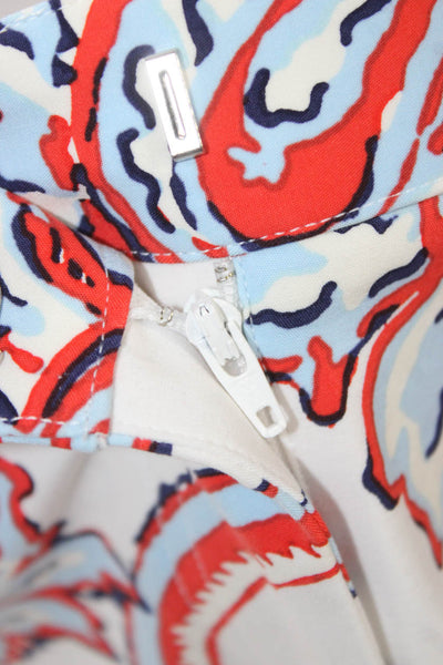 J. Mclaughlin Women White Cotton Paisley Pencil Skirt Hook & Eye Size 12