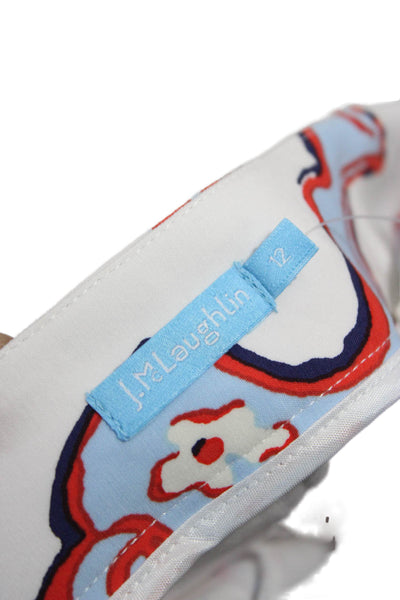 J. Mclaughlin Women White Cotton Paisley Pencil Skirt Hook & Eye Size 12