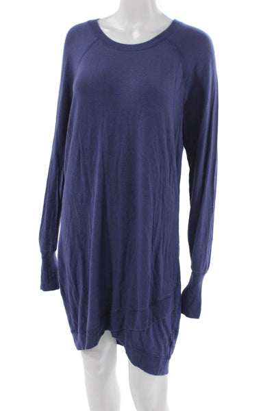 Athleta Womens Shift Dress Blue Long Sleeve Crew Neck Modal Size M
