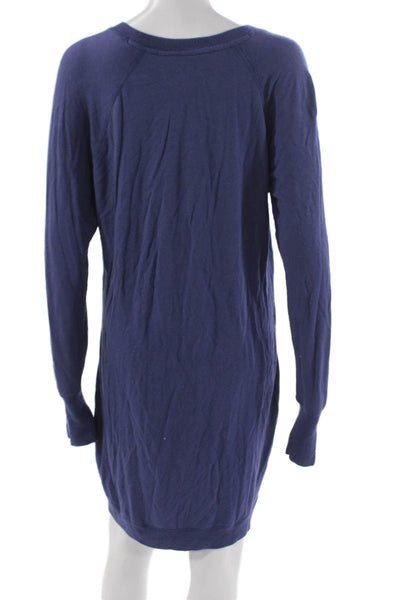 Athleta Womens Shift Dress Blue Long Sleeve Crew Neck Modal Size M