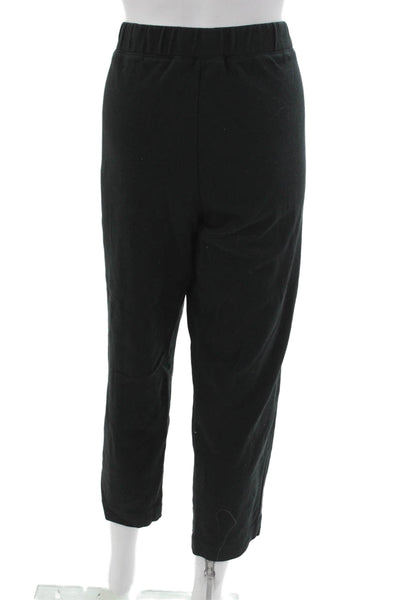 J Crew Women Ankle Pants Black Pull On 70% Cotton Size L