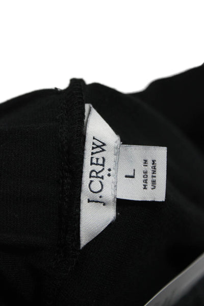 J Crew Women Ankle Pants Black Pull On 70% Cotton Size L