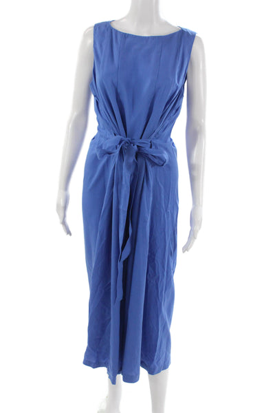 J. Mclaughlin Women Shift Dress Blue Lyocell Sleeveless Knee Length Size L