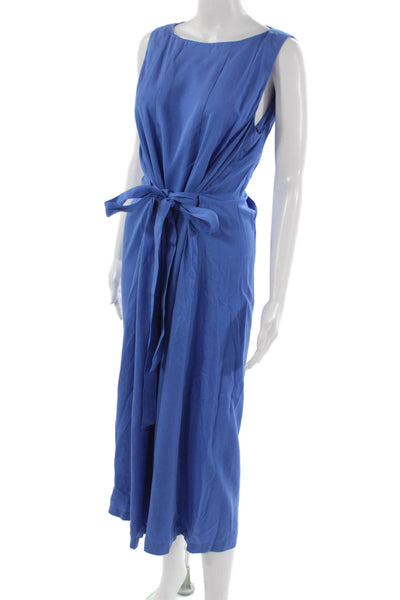 J. Mclaughlin Women Shift Dress Blue Lyocell Sleeveless Knee Length Size L