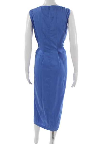 J. Mclaughlin Women Shift Dress Blue Lyocell Sleeveless Knee Length Size L