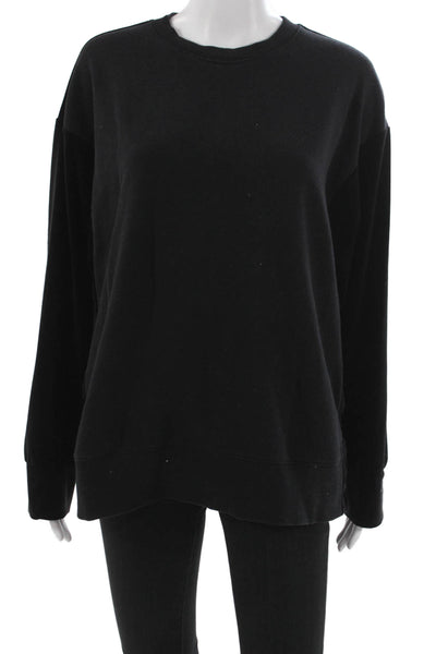 Athleta Women Black Cotton Pullover Sweatshirt Crew Neck Long Sleeve Size M