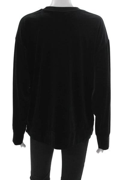 Athleta Women Black Cotton Pullover Sweatshirt Crew Neck Long Sleeve Size M