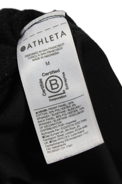 Athleta Women Black Cotton Pullover Sweatshirt Crew Neck Long Sleeve Size M