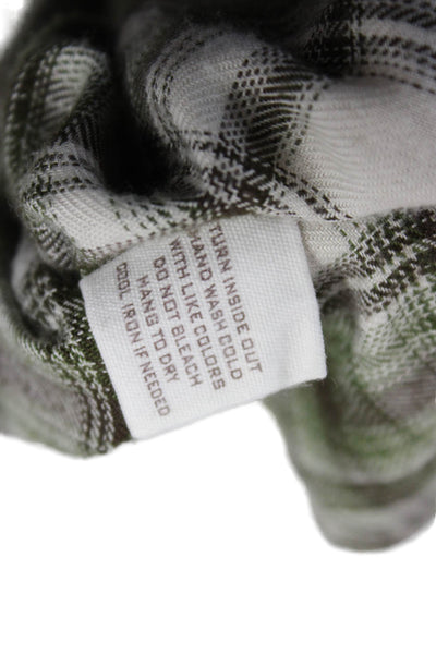 Blu Pepper Womens Basic Plaid Green Collared Button-Up Long Sleeve Rayon Size M