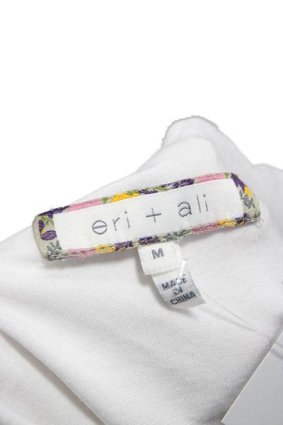 Eri + Ali Womens Cropped Boat Neck 3/4 Sleeve White T-Shirt Size M