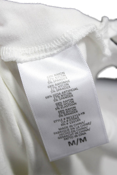 Eri + Ali Womens Cropped Boat Neck 3/4 Sleeve White T-Shirt Size M