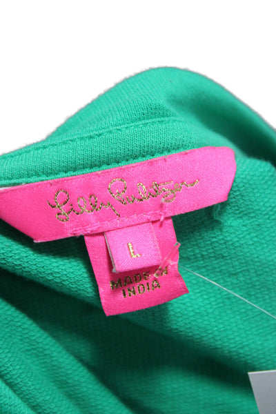 Lilly Pulitzer Women Green Cotton Boat Neck Long Sleeve Pullover Size L