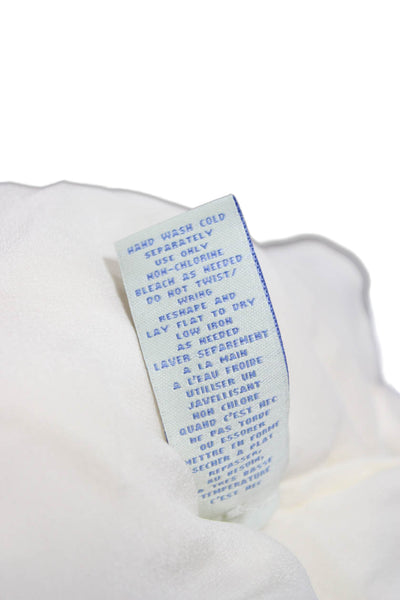 Odille Anthropologie Womens Silk Collared Button Ivory Blouse 3/4 Sleeve Size S