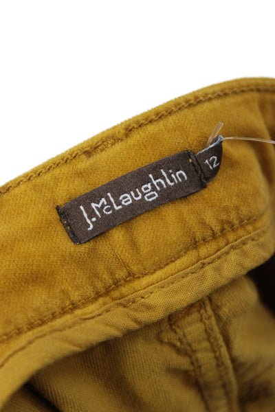 J. Mclaughlin Womens Yellow Cotton Mid Rise Pants Size 12