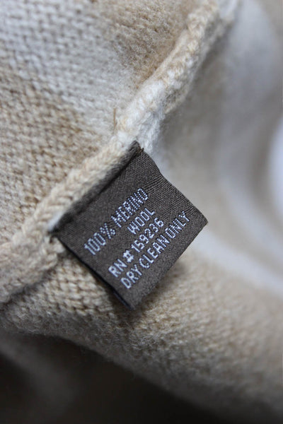 J. Mclaughlin Women Beige Merino Wool V-Neck Cardigan Long Sleeve Size M