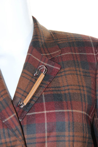 Lafayette 148 New York Women Multicolor Plaid Wool Blazer Size 10