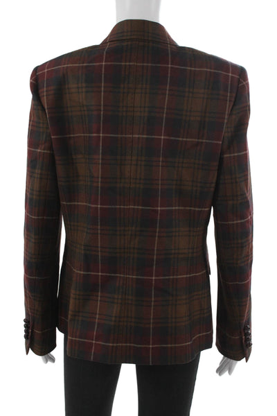 Lafayette 148 New York Women Multicolor Plaid Wool Blazer Size 10