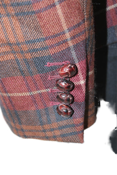 Lafayette 148 New York Women Multicolor Plaid Wool Blazer Size 10