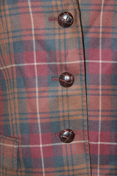 Lafayette 148 New York Women Multicolor Plaid Wool Blazer Size 10